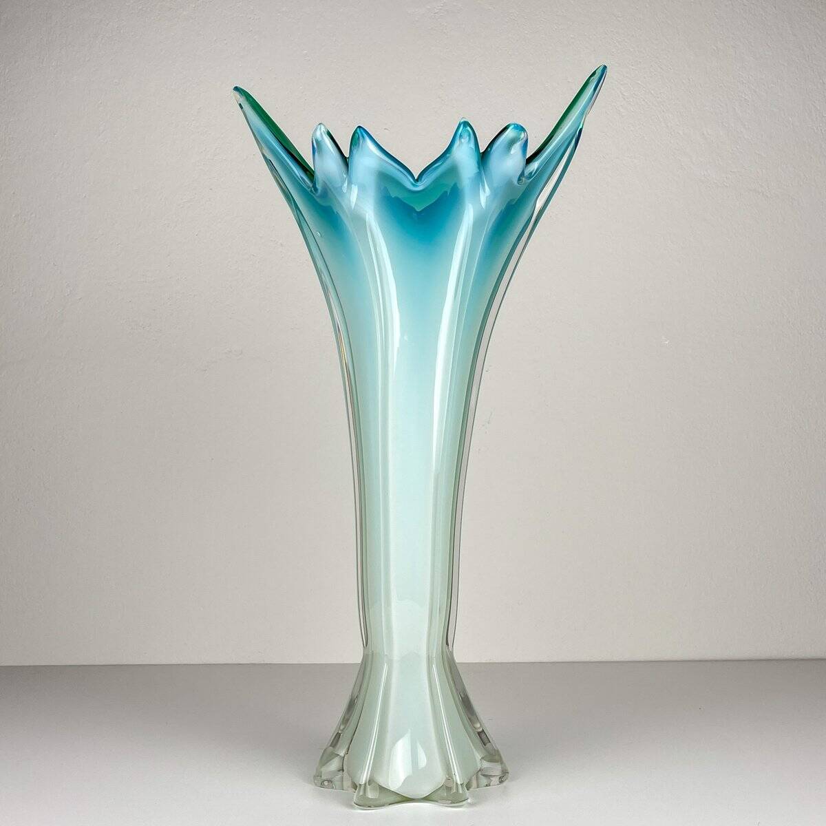 Vintage Murano Vase Grand Blue-Green, Italy, 1970s