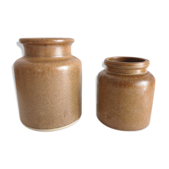 Set of 2 vintage stoneware pots