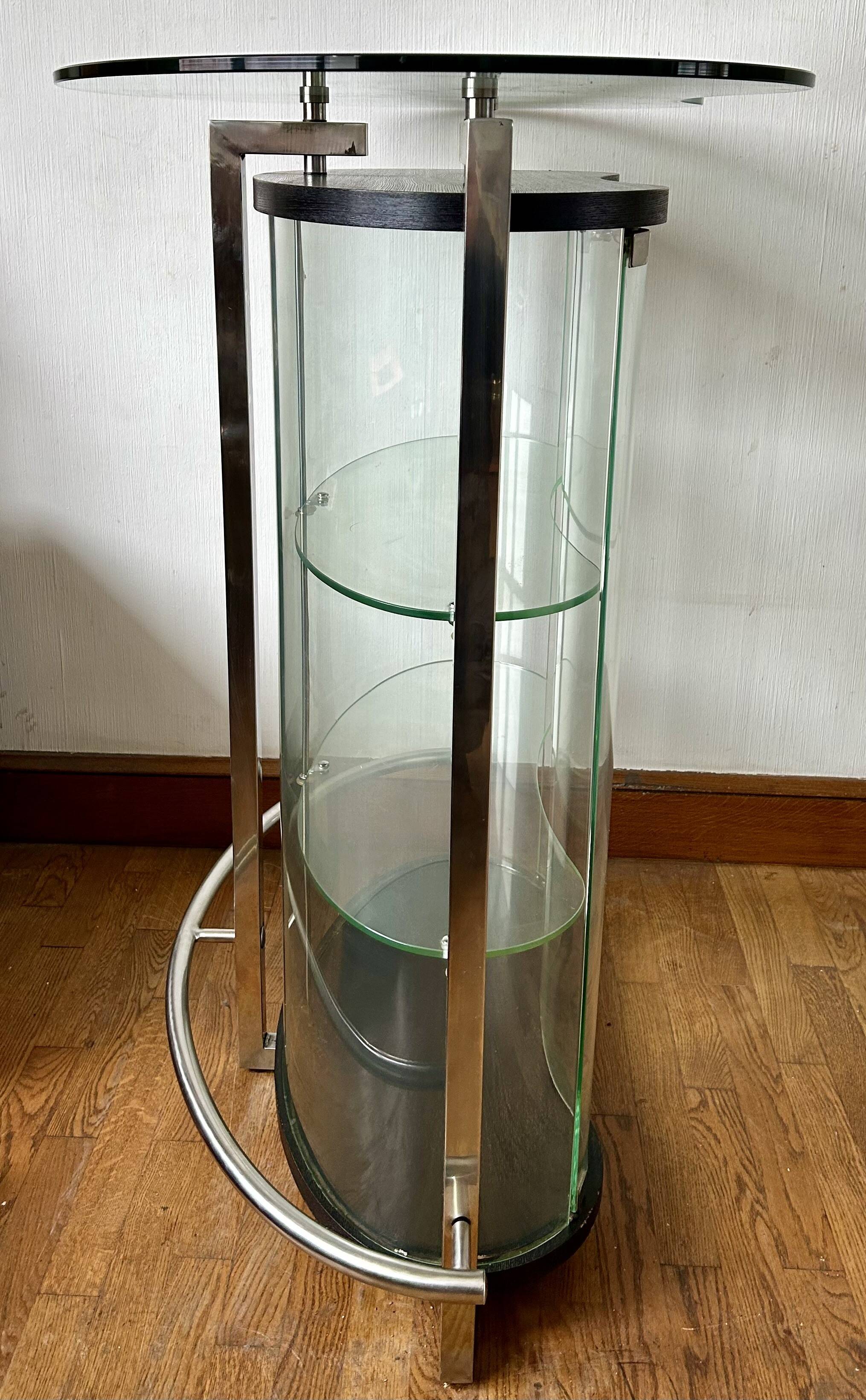 Rounded bar in tempered glass 1980