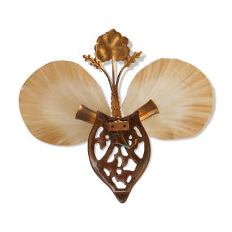 Bronze wall lamp butterfly shell glass