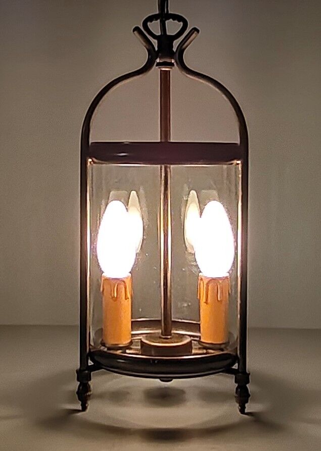 Patinated brass cage lantern, Louis XVI style, 70, France