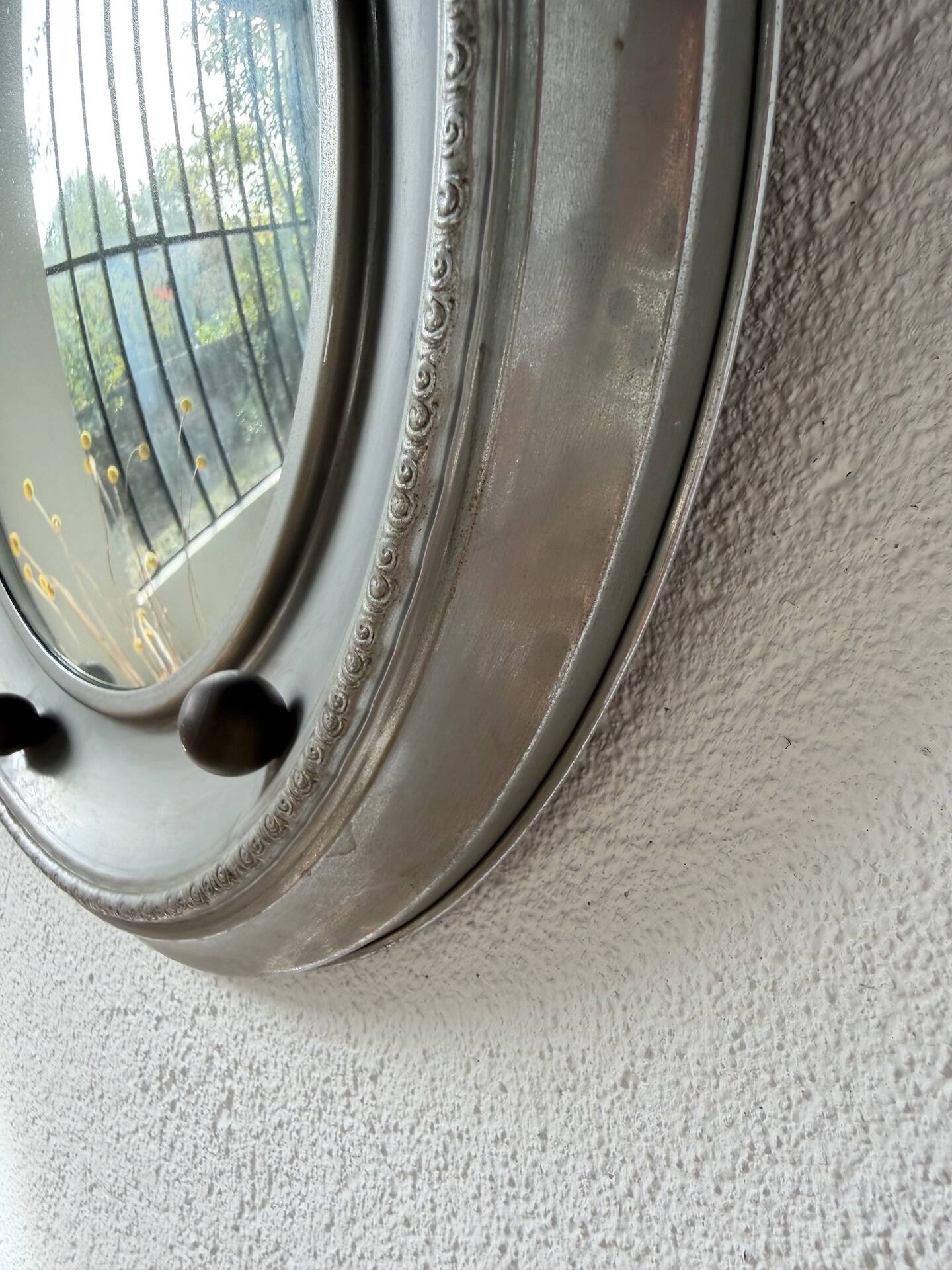 Round convex metal mirror in English style 1900