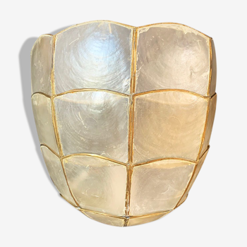 Mother-of-pearl and brass wall lamp