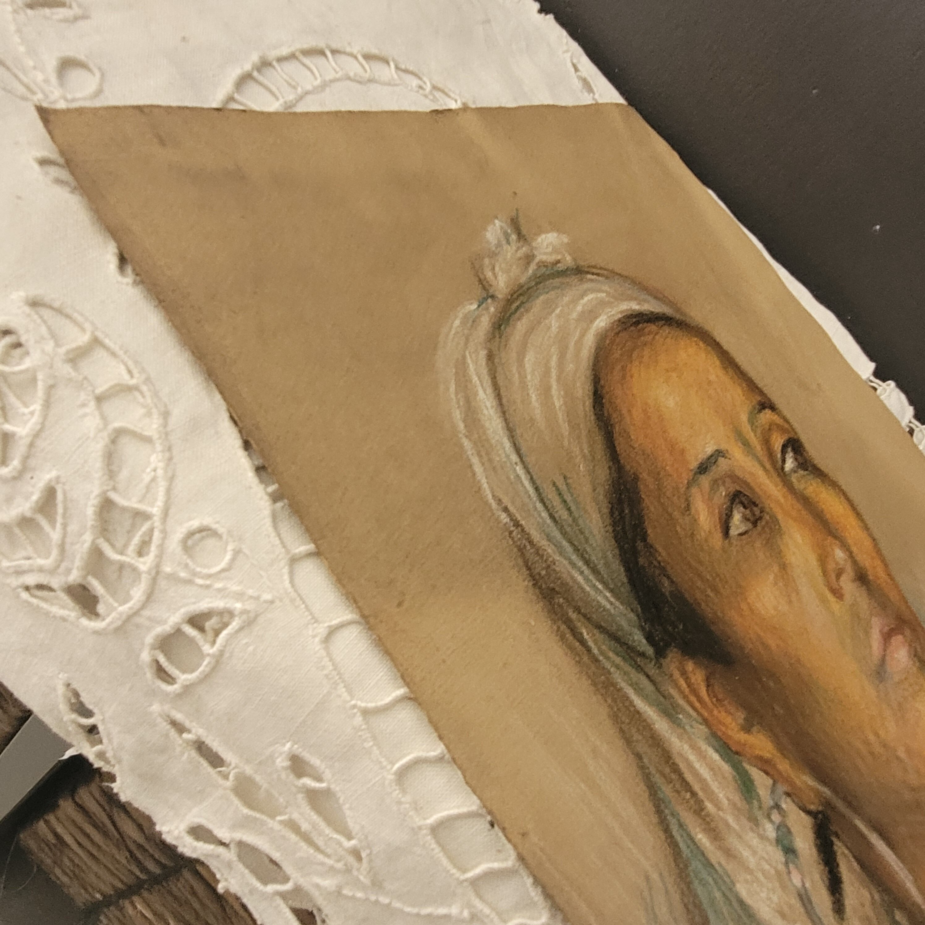 Painting on pencil paper signed Madeleine Chalureau Perrin 1951