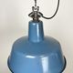 Industrial Blue Enamel Factory Lamp with Cast Iron Top, 1960s