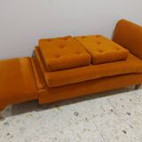 Sofa, daybed art deco, orange velvet
