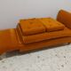 Canapé, banquette art déco, velours orange