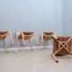 Vintage rustic dining chairs with straw seat 1970s