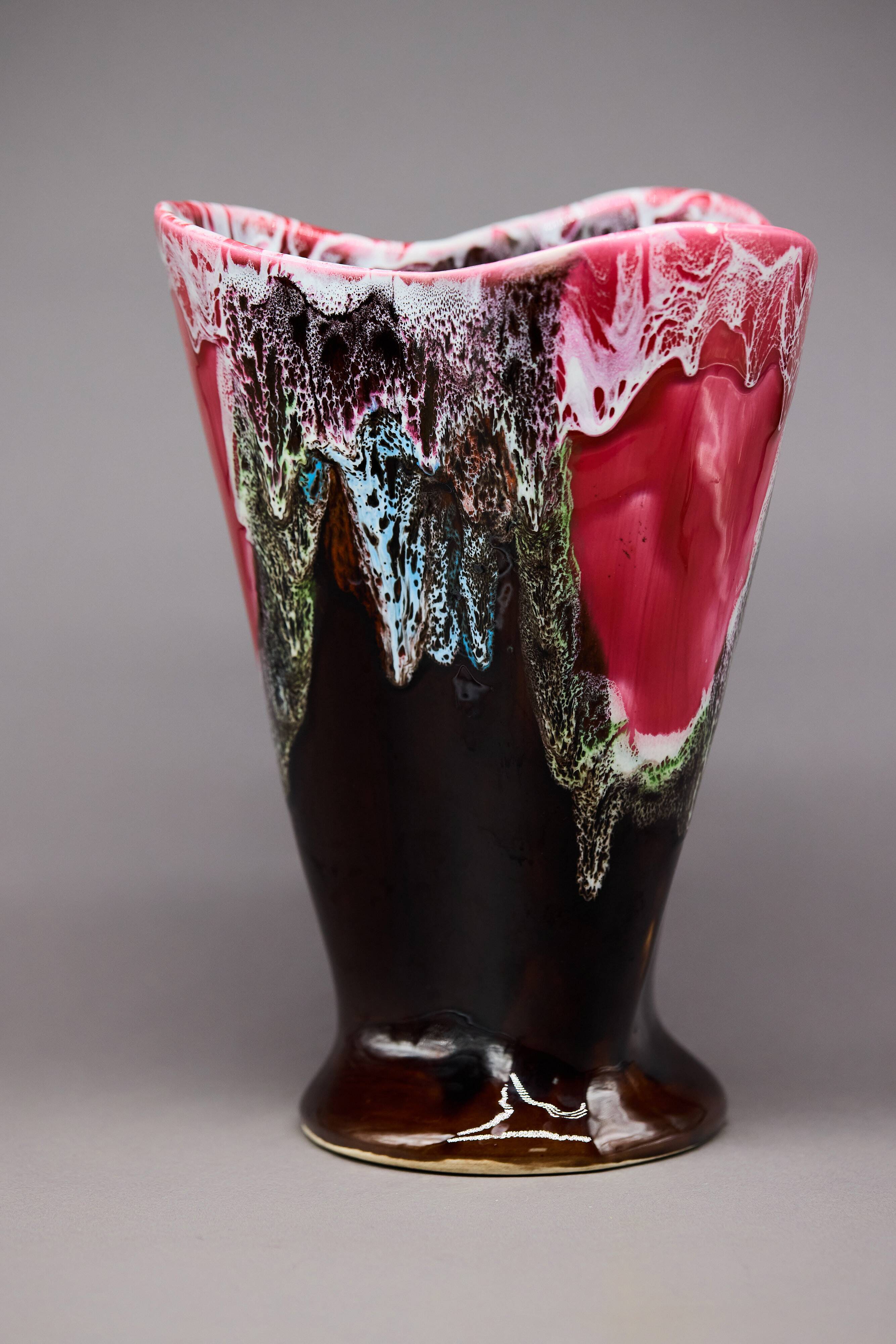 Large Vallauris fat lava polychrome vase – signed ceramic, circa 1960