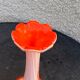Orange and white opaline vase in the shape of a vintage flower corolla