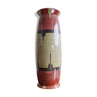 Vintage 70s green and black brown ceramic vase