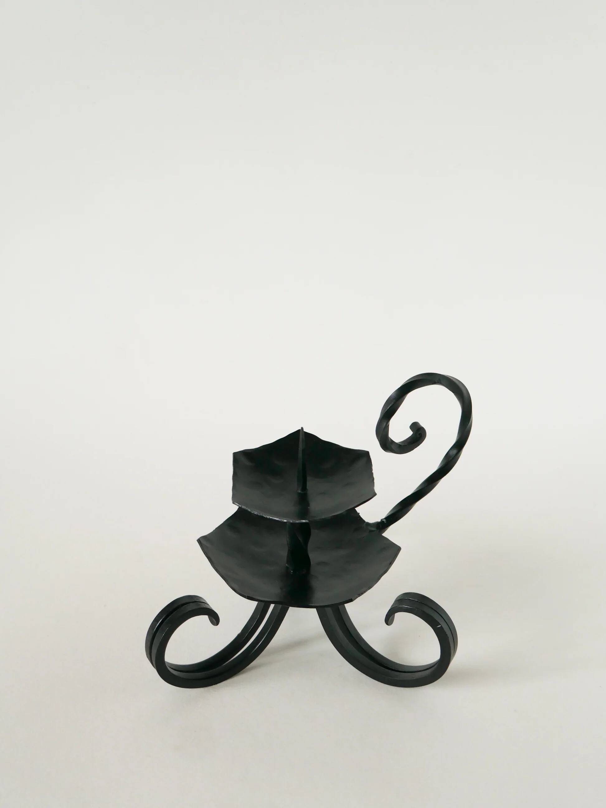 Grand bougeoir en fer forgé, brutaliste, 1940 - 16 x 18 cm