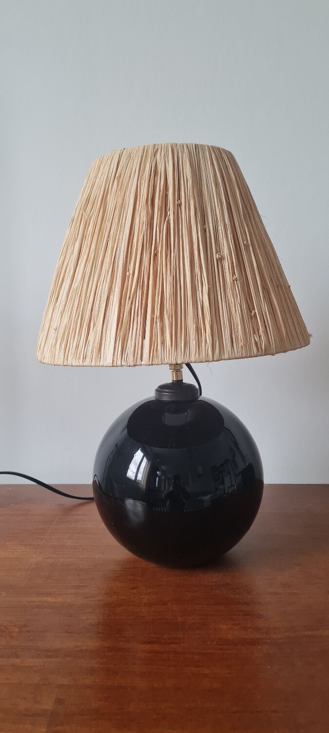 Black glass ball lamp art deco 1930