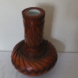 Vase Wicker braided style mahogany Scandinavian