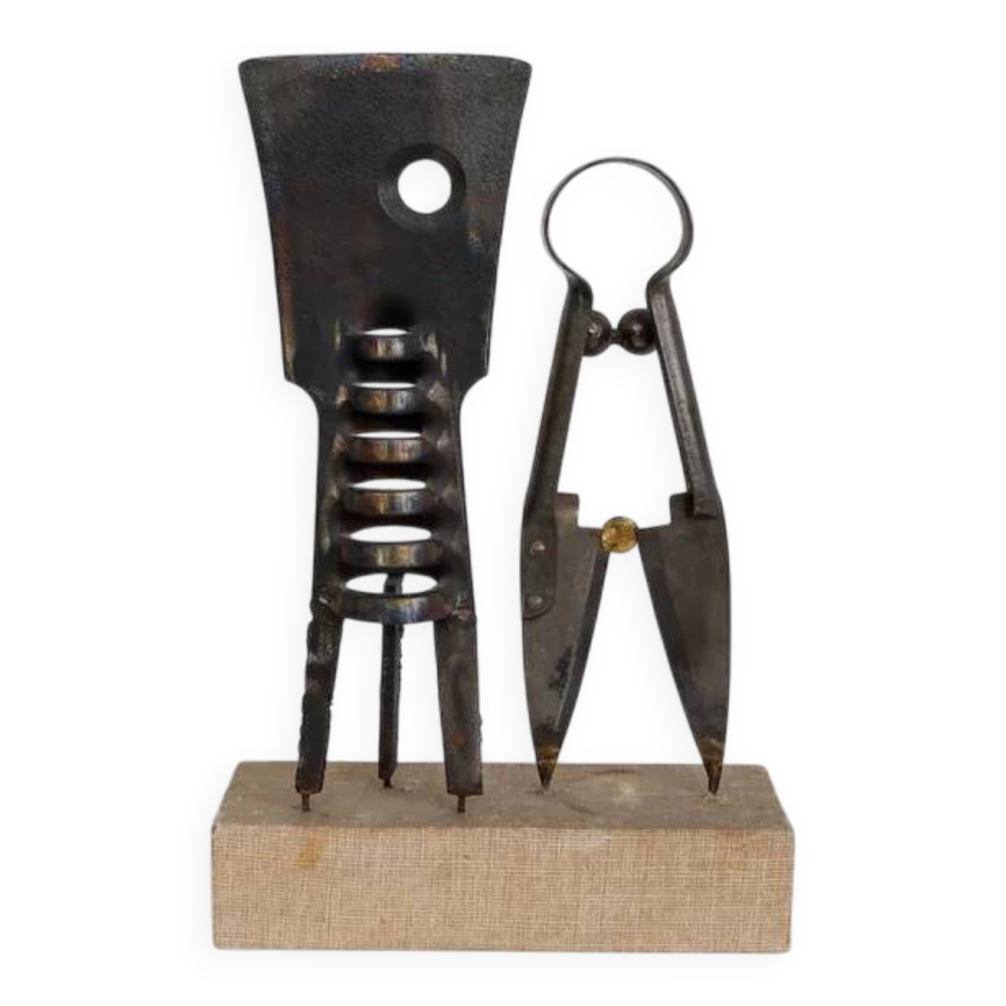 Abstract metal sculpture by unidentified artist, Sweden, 1967