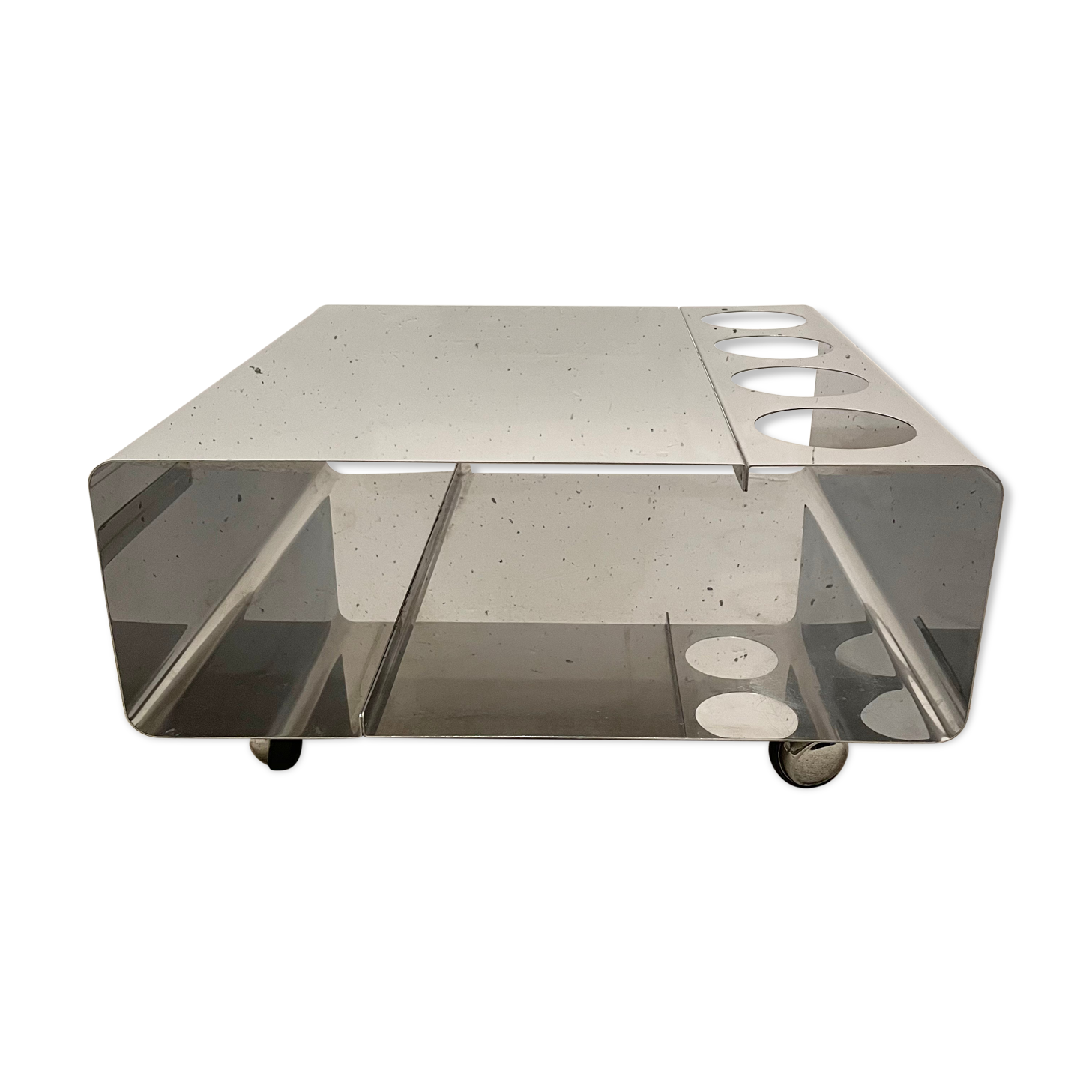 Stainless steel bar coffee table, kappa 1970