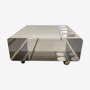 Stainless steel bar coffee table, kappa 1970
