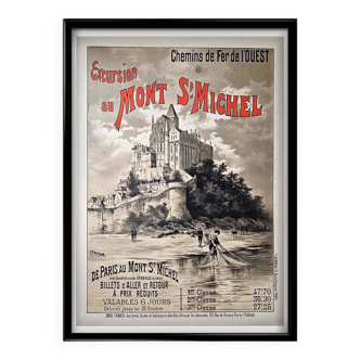 Affiche de Gustave Fraipont pour l'Excursion au Mont St-Michel avec les Chemins de fer de l'Ouest