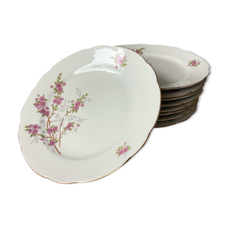 Assiettes Kahla GDR Allemagne en porcelaine décor floral liberty