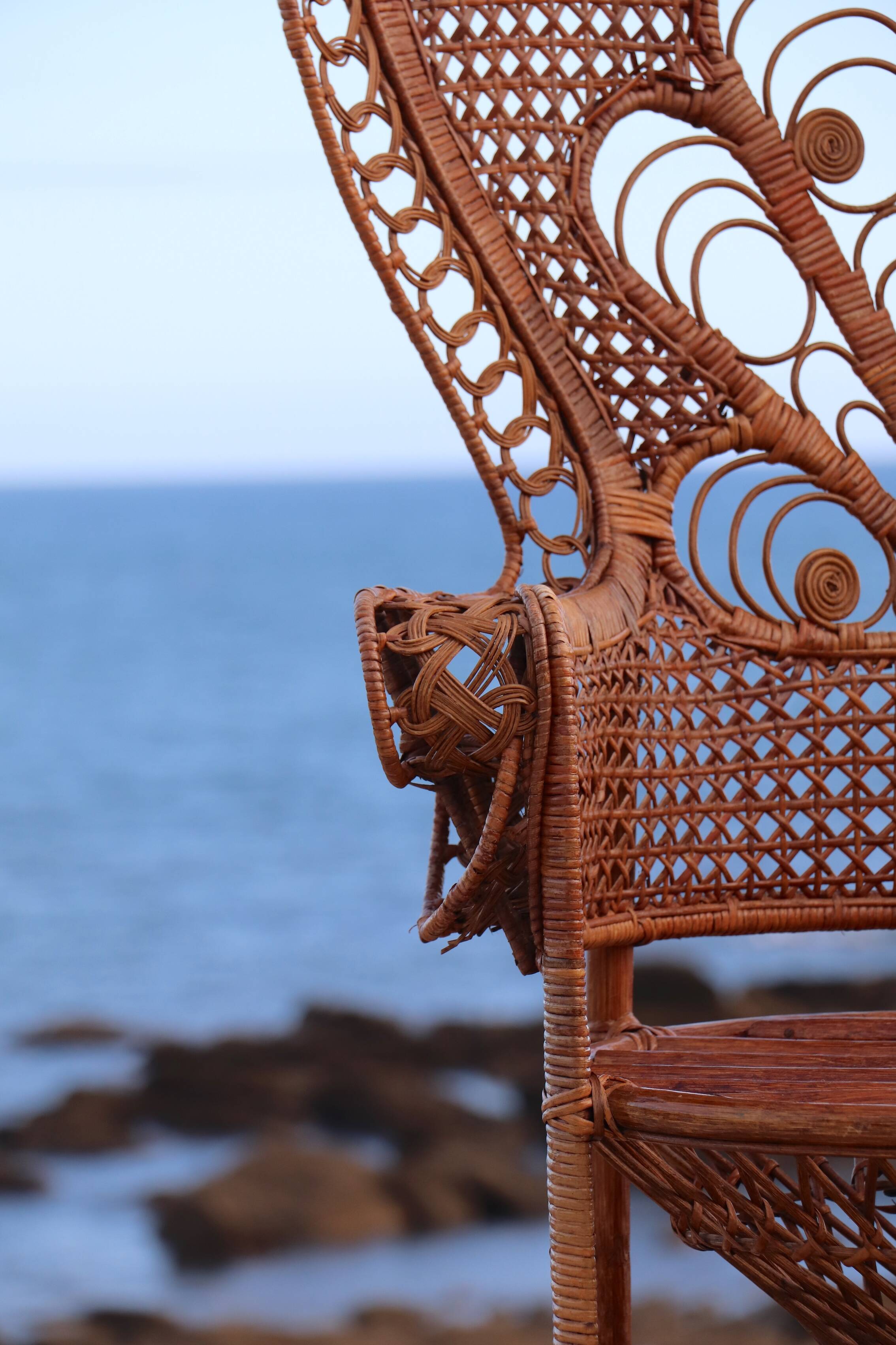 "Emmanuelle" armchair (Peacock chair) in rattan, 20th century