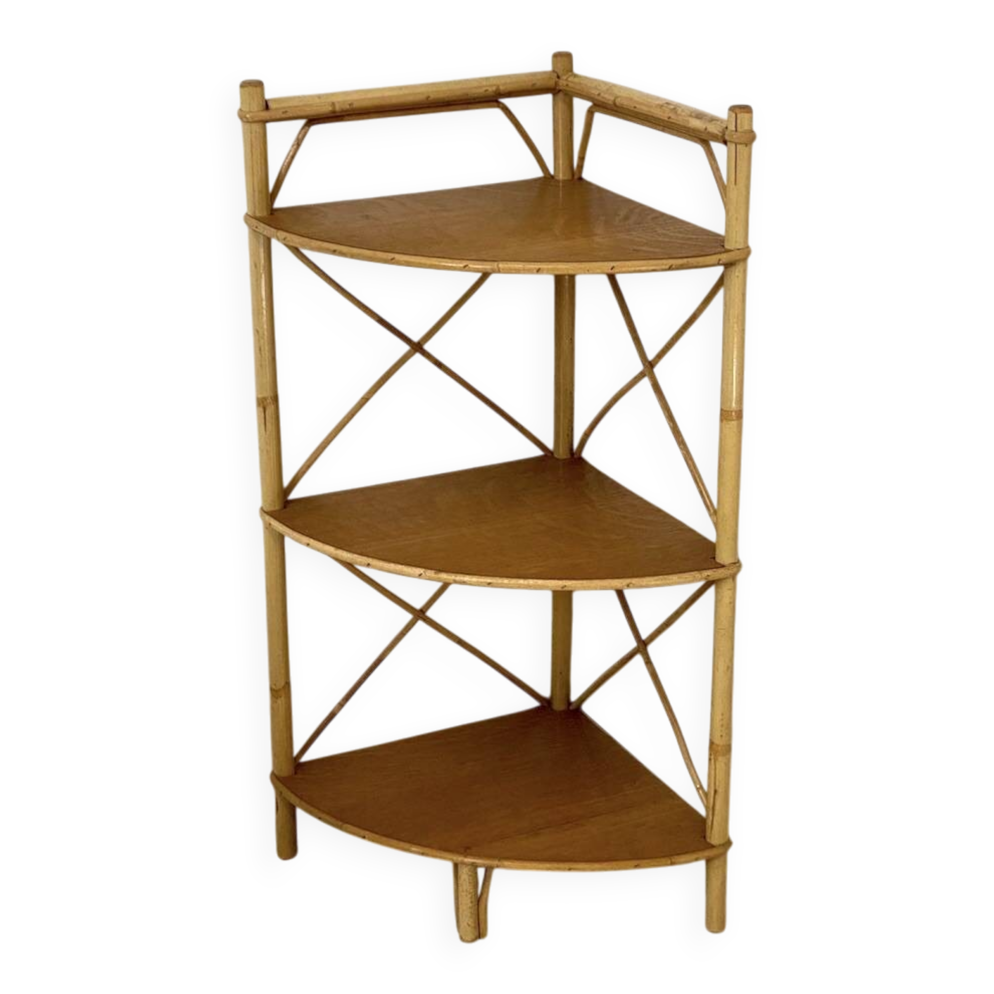 Etagère d'angle en rotin vintage 1960
