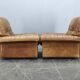Pair of Arcon Italia Cognac Buffalo Leather Lounge Armchairs
