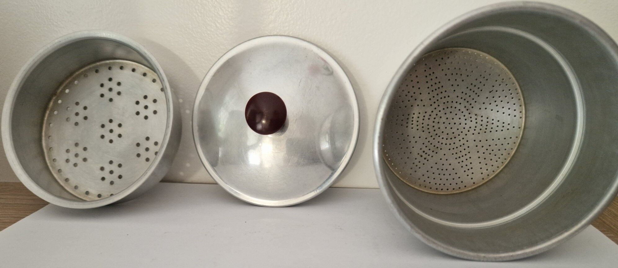 Vintage aluminium coffee pot Tournus Unis France – complete – 1950s