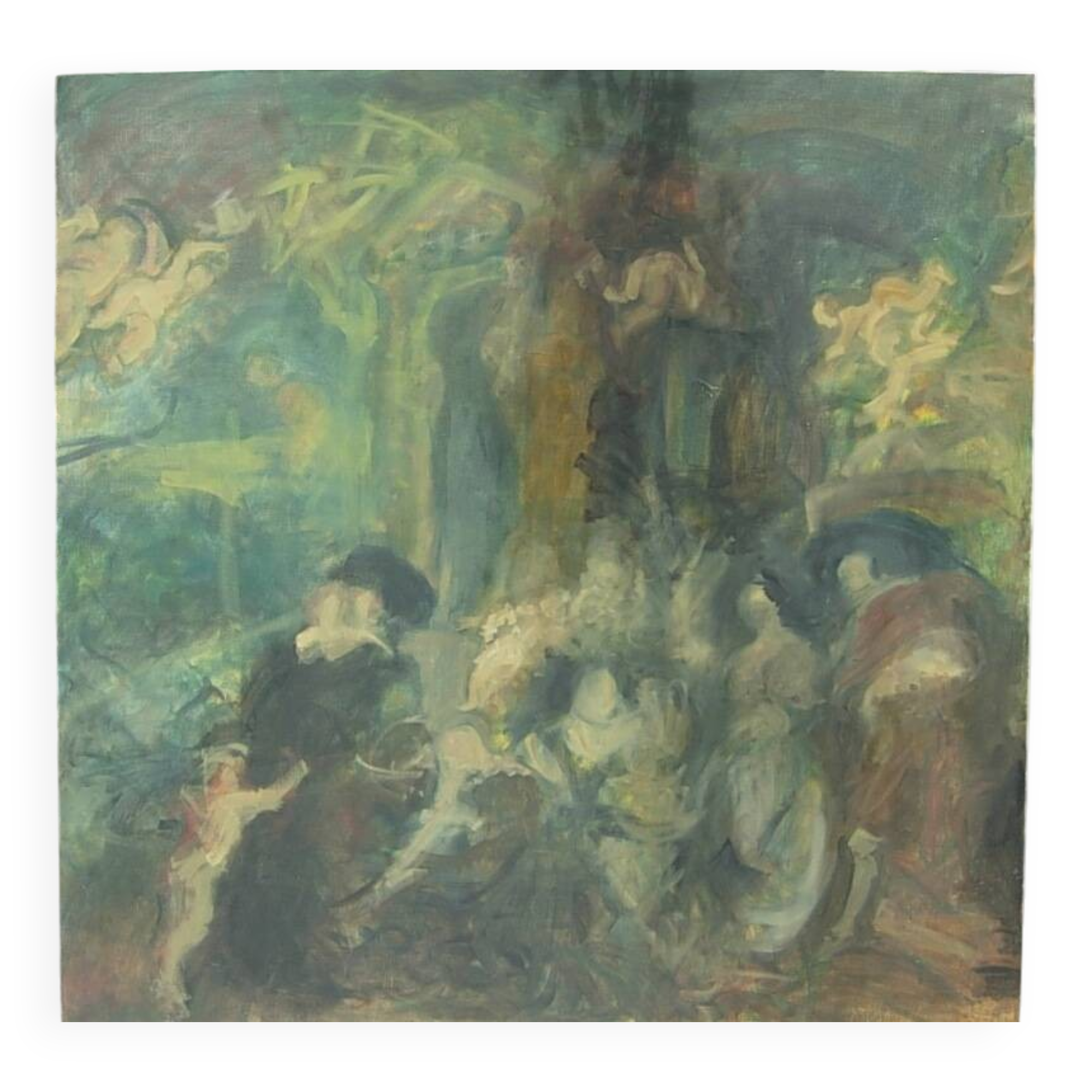 Genre scene canvas signed Strbac