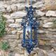 Grande lanterne antique en fer forgé avec vitraux