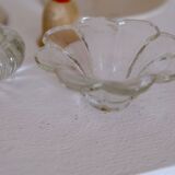 Set of 2 candle holders flower painted metal and glass