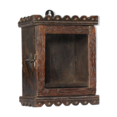 Little old wall showcase box has clock patina of origin india