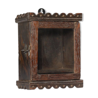 Little old wall showcase box has clock patina of origin india