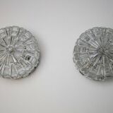 Pair of Space Age ceiling lights in sculpted glass – 1960s design