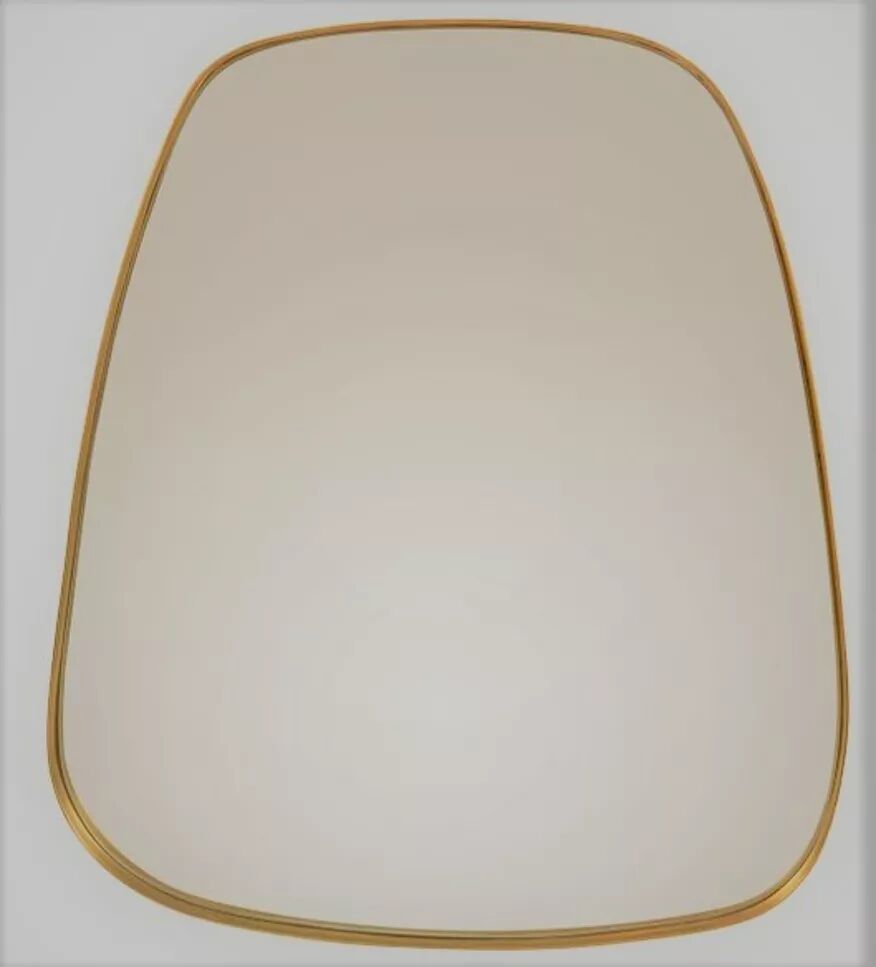 Rear view mirror and free form brass outline 75x65cm