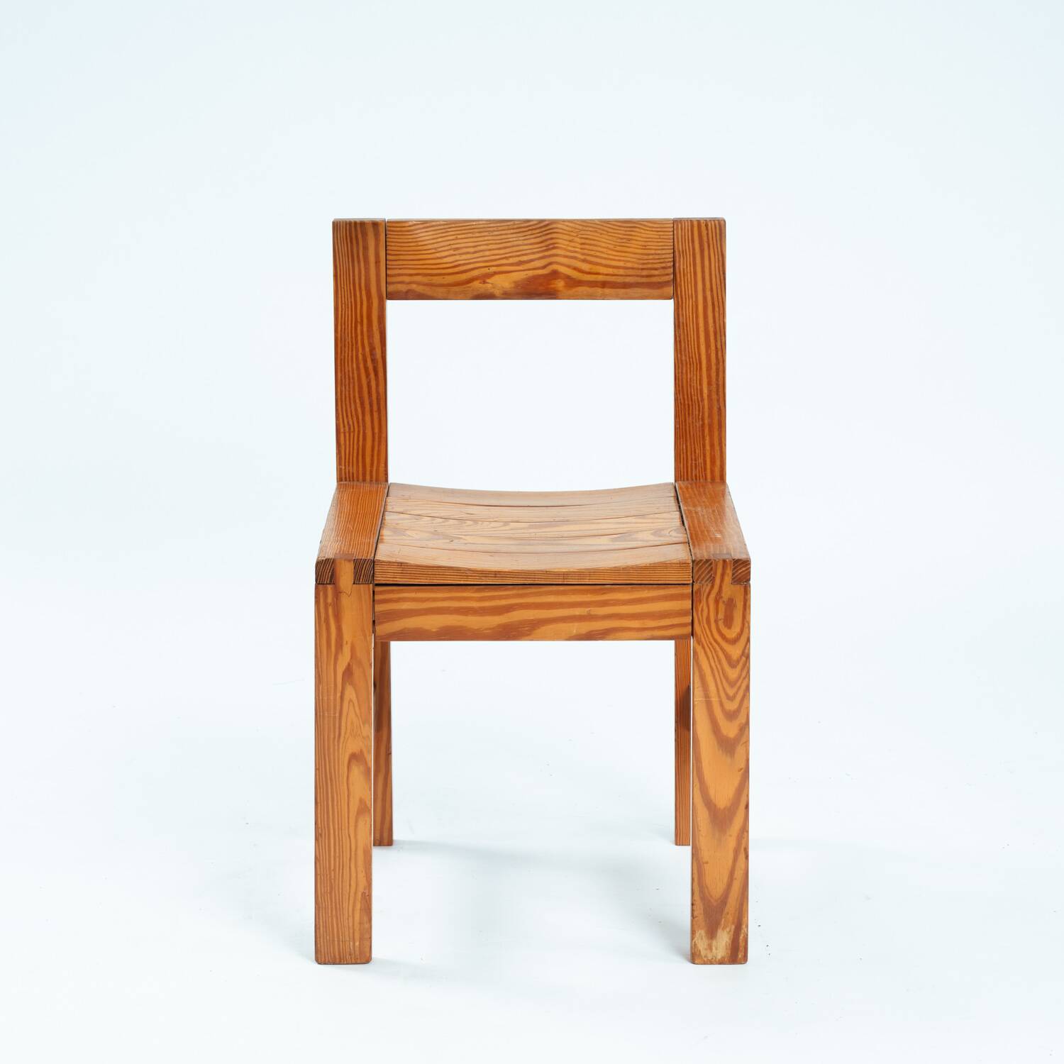 Minimalist vintage pine dining chairs with visible joints,The Netherlands,