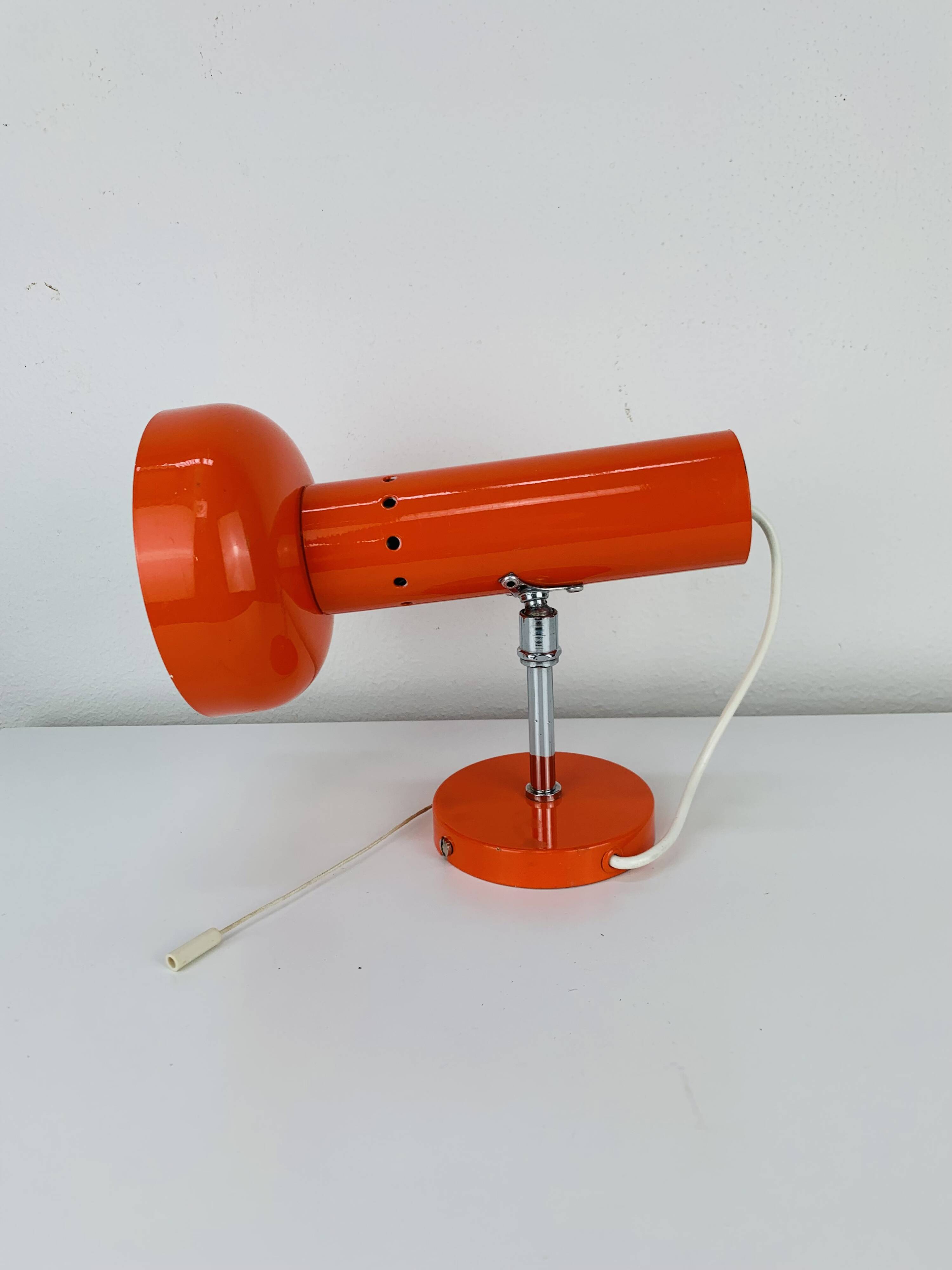 Vintage 70s orange spotlight wall light, space age