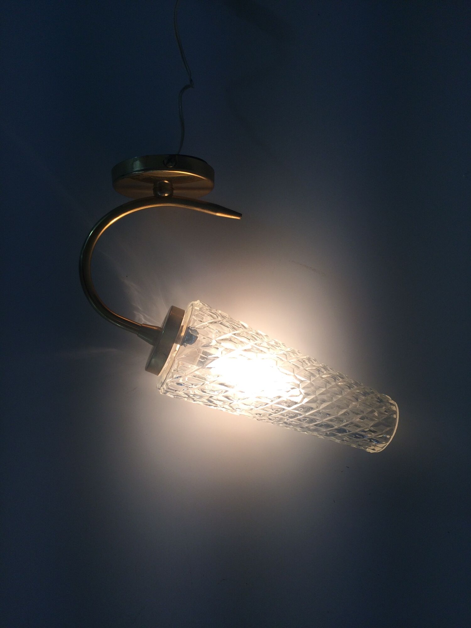 Pair of brass glass tulip wall lights 50-60s