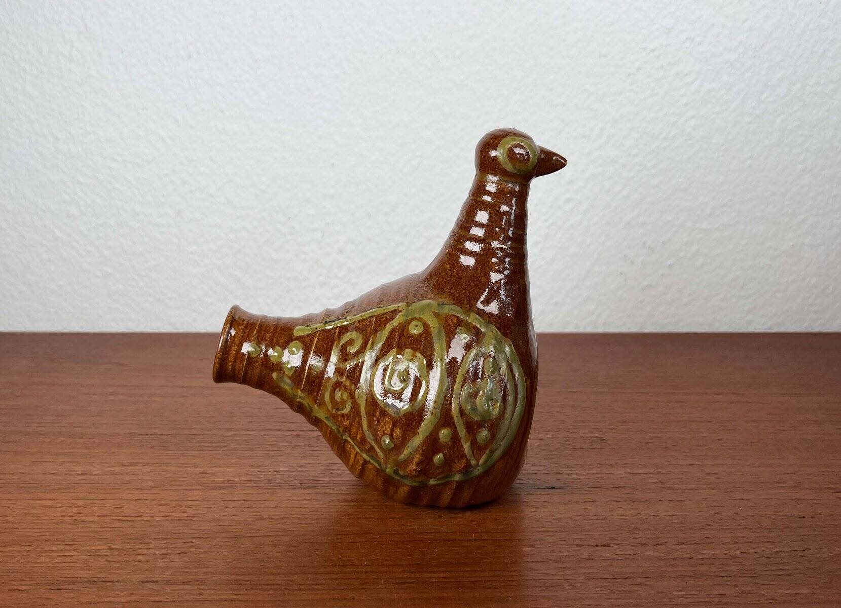 Bird-shaped pottery bottle from a modern Danish workshop, mid-century, 1960s.