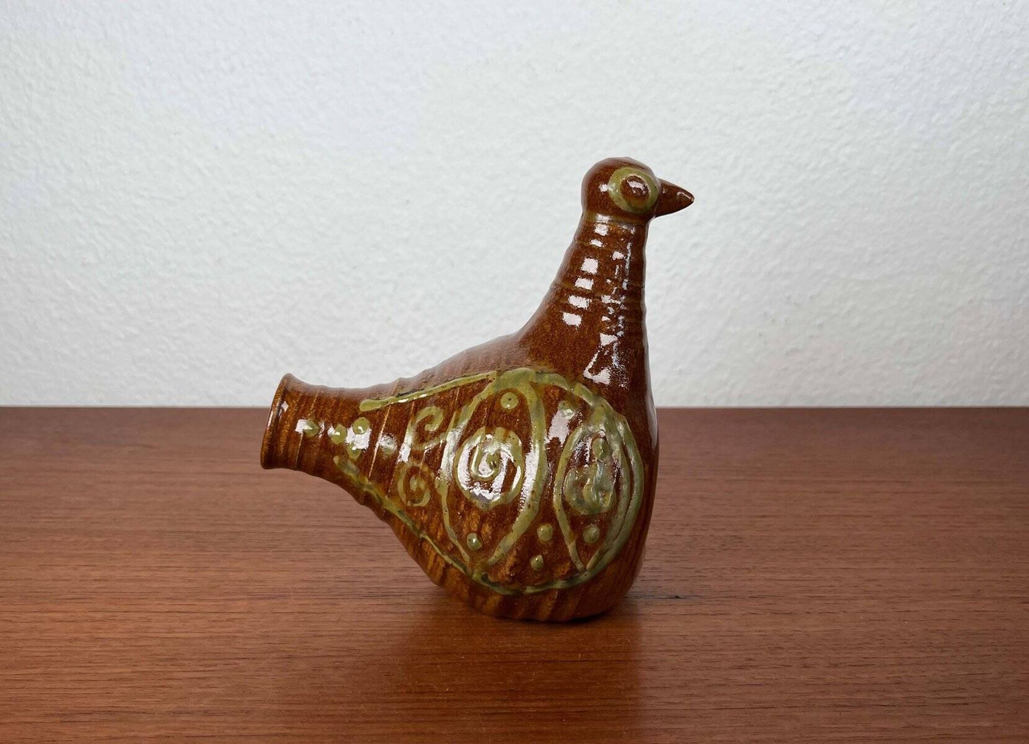 Bird-shaped pottery bottle from a modern Danish workshop, mid-century, 1960s.