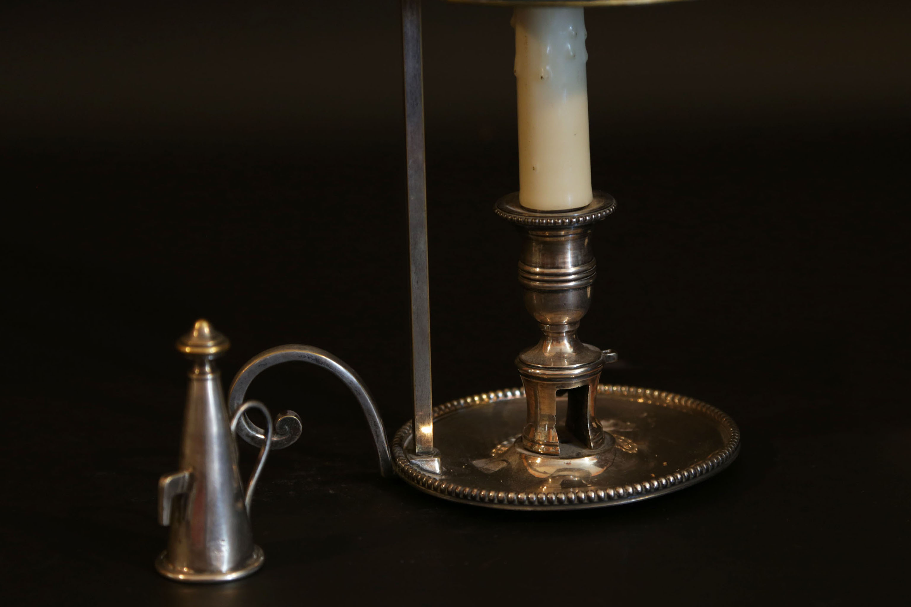 Lampe bouillotte bronze argenté tôle XIXème siècle