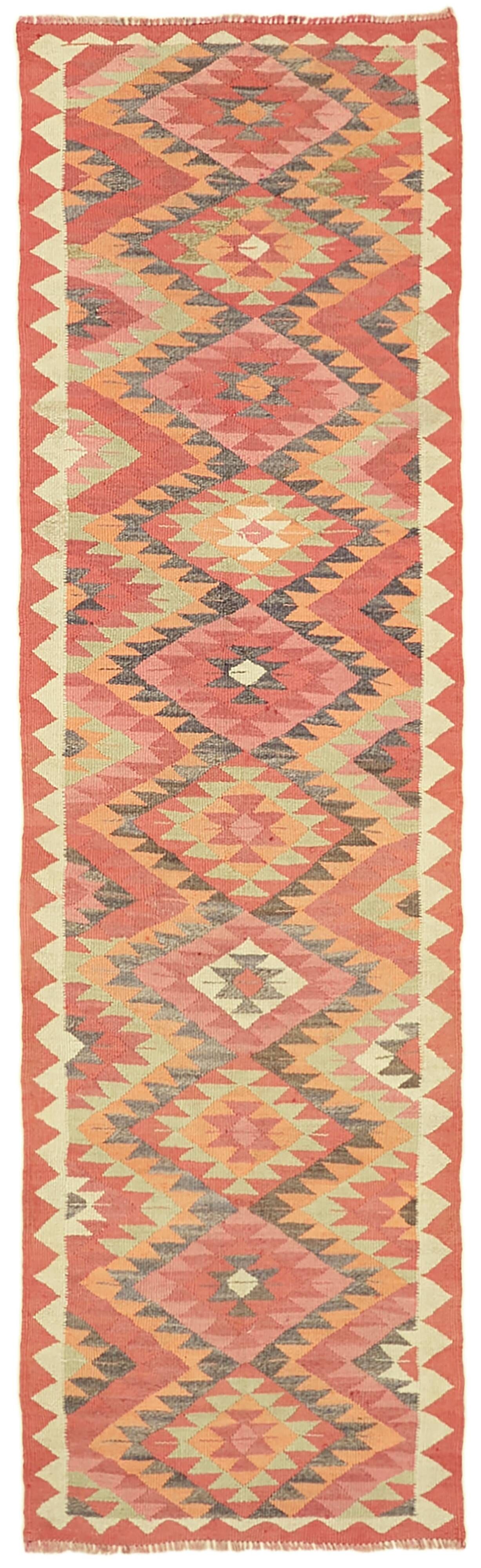 Turkish Handwoven Vintage Herki Kilim 96 cm x 315 cm