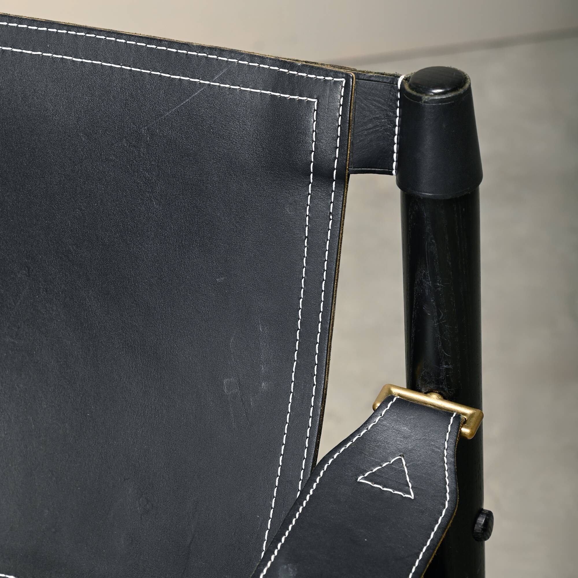 Arne Norell Sirocco Safari Lounge Chair in Black Leather and Stained Ash