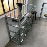 Pair of chrome and glass shelves from the 70s
