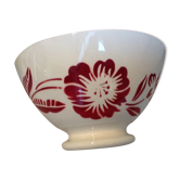 White bowl with red flowers from Sarreguemines vintage years 50-60