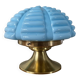 Vintage Art Deco modernist lamp with blue opaline glass and brass.