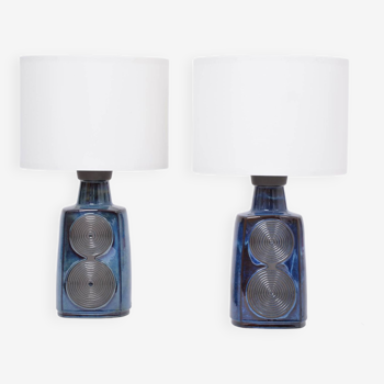 Paire de grandes lampes de table bleu midcentury modèle 3461 par Einar Johansen pour Soholm