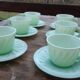 Set of 6 cups and saucers opaline green water