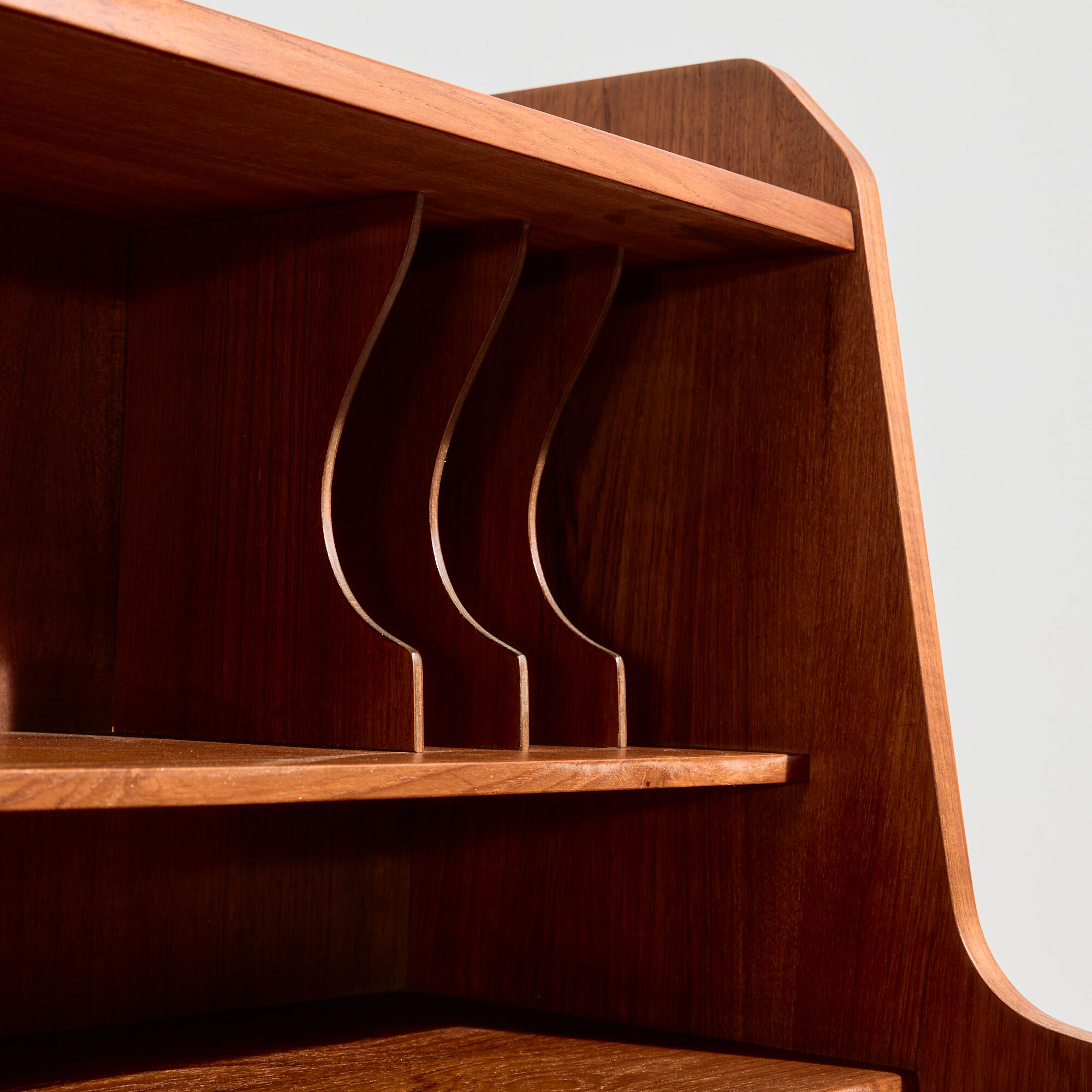 Restored teak cylinder desk