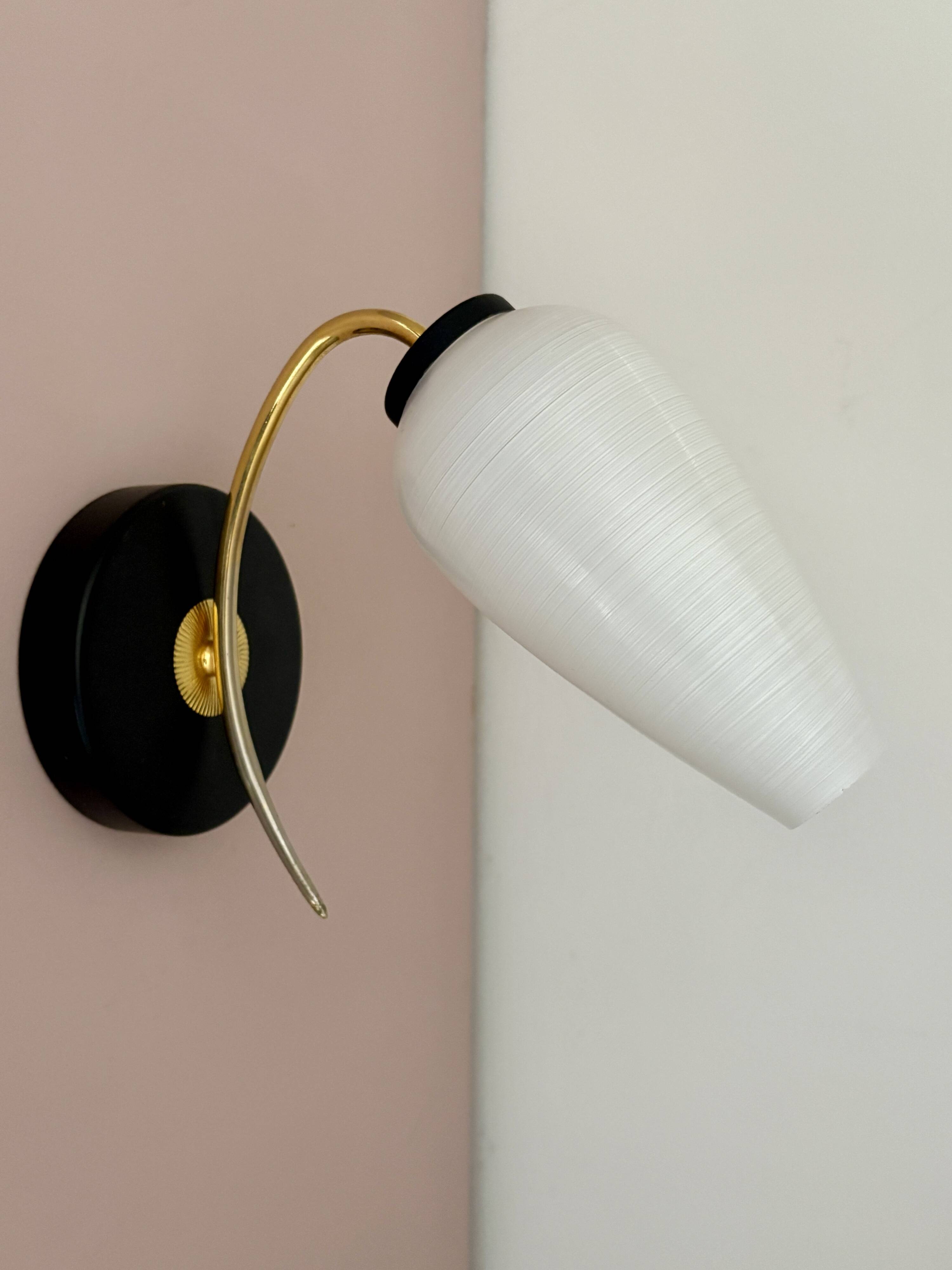 Vintage globe wall lamp in white opaline