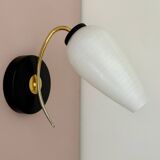Vintage globe wall lamp in white opaline